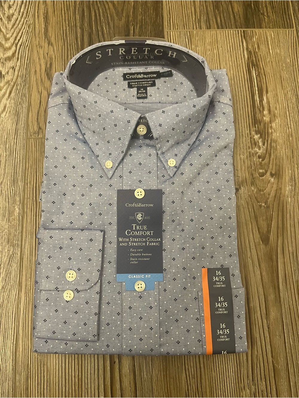 croft & barrow Light Blue Button-Down Dress Shirt with Micro Print